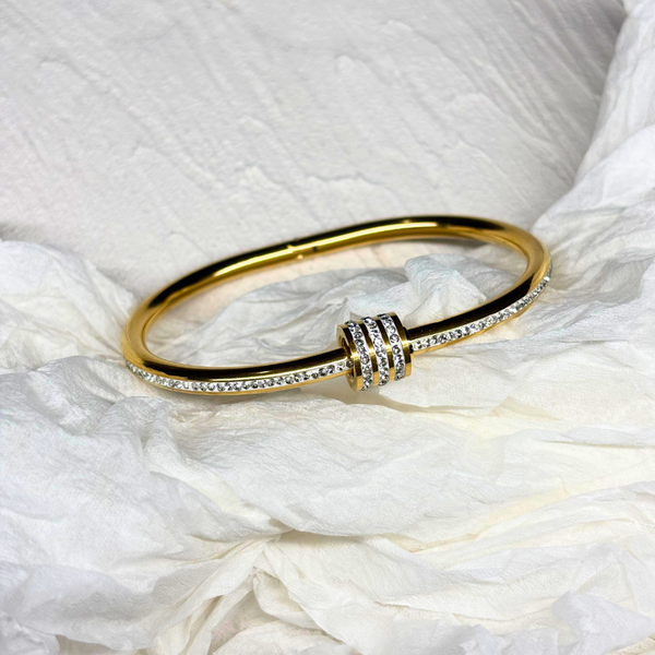 Classic Stainless Steel Zircon Bangle