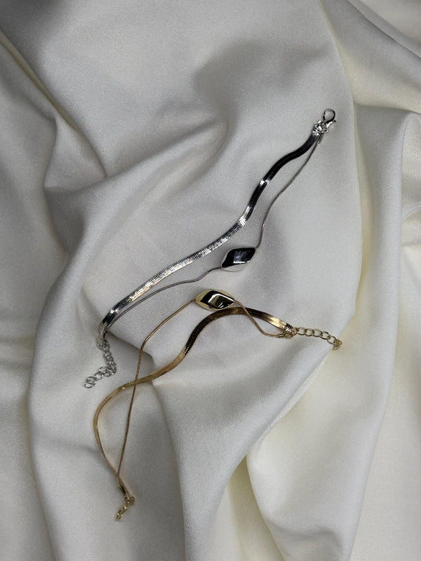 Double Chain Twisted Slab Bracelet