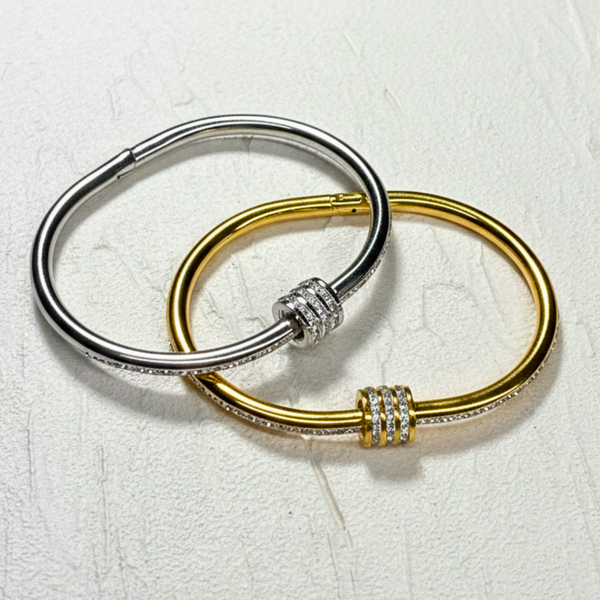 Classic Stainless Steel Zircon Bangle